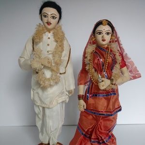 Vintage India Bride & Groom Souvenir Figurines